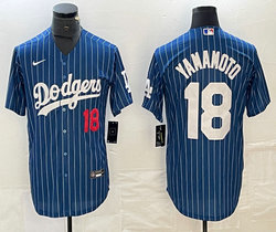 Nike Los Angeles Dodgers #18 Yoshinobu Yamamoto Blue Throwbalck With red 18 Jersey
