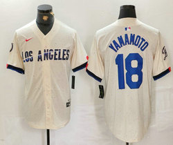 Nike Los Angeles Dodgers #18 Yoshinobu Yamamoto Cream 2024 City Game Authentic Stitched MLB Jersey