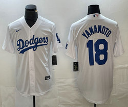 Nike Los Angeles Dodgers #18 Yoshinobu Yamamoto White Game Stitched Baseball Jersey