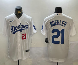 Nike Los Angeles Dodgers #21 Walker Buehler White Game Authentic Stitched MLB Jersey