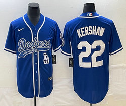 Nike Los Angeles Dodgers #22 Bad Bunny Blue Joint Team Patch on front Stitched MLB Jersey