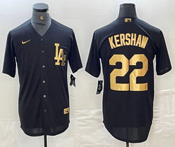 Nike Los Angeles Dodgers #22 Clayton Kershaw Black Gold 4(IV) Stitched MLB Jersey