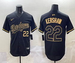 Nike Los Angeles Dodgers #22 Clayton Kershaw Black Gold 5(V) Joint MLB Jersey