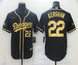 Nike Los Angeles Dodgers #22 Clayton Kershaw Black Gold Game Authentic Stitched MLB Jersey