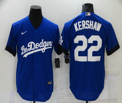 Nike Los Angeles Dodgers #22 Clayton Kershaw Blue 2021 City Game Authentic Stitched MLB Jersey