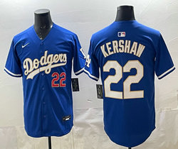 Nike Los Angeles Dodgers #22 Clayton Kershaw Blue Golden Character MLB Jersey