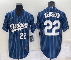 Nike Los Angeles Dodgers #22 Clayton Kershaw Blue White 22 in front White stripe Throwback Authentic Stitched MLB jersey