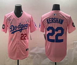 Nike Los Angeles Dodgers #22 Clayton Kershaw Pink 2025 Tokyo Series Jersey