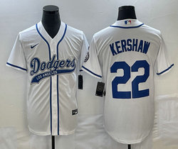 Nike Los Angeles Dodgers #22 Clayton Kershaw White Joint Name Game Authentic Stitched MLB Jersey