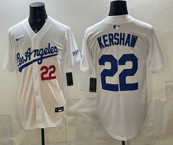 Nike Los Angeles Dodgers #22 Clayton Kershaw White Los Angeles Front Alternate Stadium Jersey