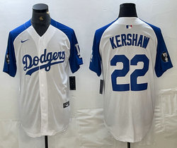 Nike Los Angeles Dodgers #22 Clayton Kershaw White fashion Game Authentic Stitched MLB Jersey