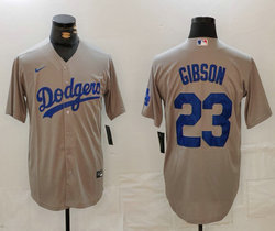 Nike Los Angeles Dodgers #23 Kirk Gibson Gray Game Authentic Stitched MLB Jersey