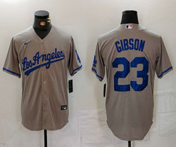 Nike Los Angeles Dodgers #23 Kirk Gibson Gray Game Los Angeles Authentic Stitched MLB Jersey