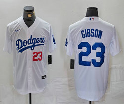 Nike Los Angeles Dodgers #23 Kirk Gibson White Game 23 front Authentic Stitched MLB Jersey