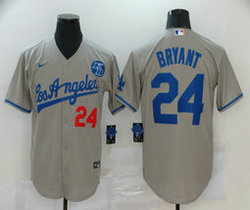 Nike Los Angeles Dodgers #24 Kobe bryant #24 Gray Game Authentic Stitched MLB Jersey
