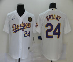 Nike Los Angeles Dodgers #24 Kobe bryant #24 White Purple number Game Authentic Stitched MLB Jersey