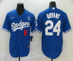 Nike Los Angeles Dodgers #24 Kobe bryant #8 Blue Game Authentic Stitched MLB Jersey