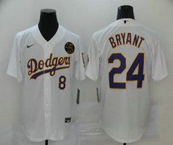 Nike Los Angeles Dodgers #24 Kobe bryant #8 White Game Authentic Stitched MLB Jersey