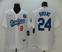 Nike Los Angeles Dodgers #24 Kobe bryant #8 White Game Authentic Stitched MLB Jerseys