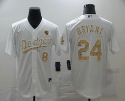 Nike Los Angeles Dodgers #24 Kobe bryant #8 White fashion Authentic Stitched MLB jersey