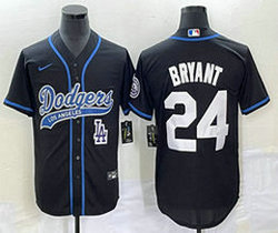 Nike Los Angeles Dodgers #24 Kobe bryant Black LA Front Joint Name Game Authentic Stitched MLB Jersey