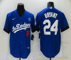 Nike Los Angeles Dodgers #24 Kobe bryant Blue 2021 City Game Authentic Stitched MLB Jersey