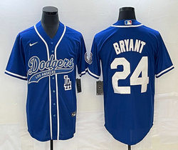 Nike Los Angeles Dodgers #24 Kobe bryant Blue Joint Team Patch on front Stitched MLB Jersey