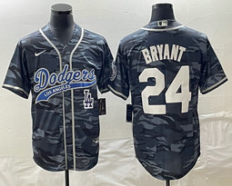Nike Los Angeles Dodgers #24 Kobe bryant Camo Joint Team Patch in front MLB Jersey
