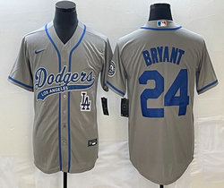 Nike Los Angeles Dodgers #24 Kobe bryant Gray LA Front Joint Name Game Authentic Stitched MLB Jersey