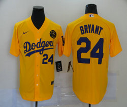 Nike Los Angeles Dodgers #24 Kobe bryant Yellow Game Authentic Stitched MLB Jersey