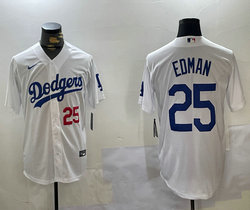 Nike Los Angeles Dodgers #25 Tommy Edman White Authentic Stitched MLB Jersey