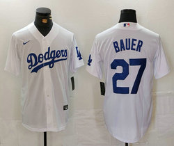 Nike Los Angeles Dodgers #27 Trevor Bauer White Game Authentic Stitched MLB Jersey