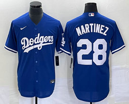 Nike Los Angeles Dodgers #28 Pedro Martinez Blue Game Authentic Stitched MLB Jersey