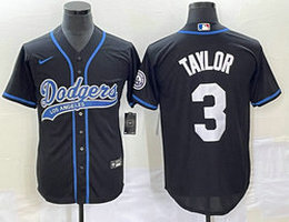 Nike Los Angeles Dodgers #3 Chris Taylor Black Joint Name Game Authentic Stitched MLB Jersey
