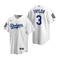 Nike Los Angeles Dodgers #3 Chris Taylor White 2020 World Series Game Authentic Stitched MLB Jersey