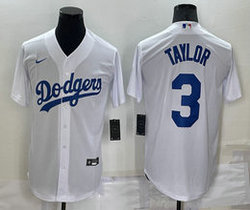 Nike Los Angeles Dodgers #3 Chris Taylor White Game Authentic Stitched MLB Jersey
