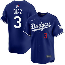 Nike Los Angeles Dodgers #3 Edwin Diaz Blue Authentic Stitched MLB Jersey
