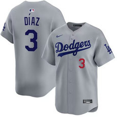 Nike Los Angeles Dodgers #3 Edwin Diaz Gray Authentic Stitched MLB Jersey