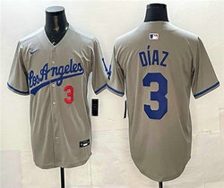 Nike Los Angeles Dodgers #3 Edwin Diaz Gray Los Angeles MLB Jersey