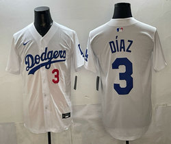 Nike Los Angeles Dodgers #3 Edwin Diaz White Authentic Stitched MLB Jersey