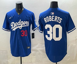 Nike Los Angeles Dodgers #30 Dave Roberts Blue Authentic Stitched MLB Jersey