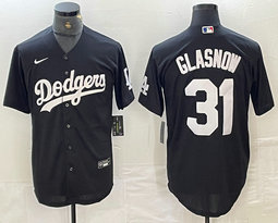 Nike Los Angeles Dodgers #31 Tyler Glasnow Black Game Authentic Stitched MLB Jersey