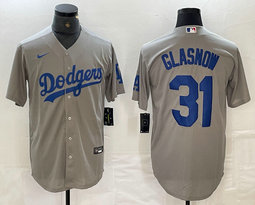 Nike Los Angeles Dodgers #31 Tyler Glasnow Gray Game Authentic Stitched MLB Jersey