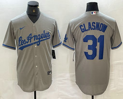 Nike Los Angeles Dodgers #31 Tyler Glasnow Gray Game Los Angeles Authentic Stitched MLB Jersey