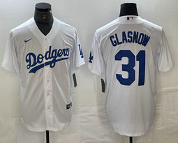 Nike Los Angeles Dodgers #31 Tyler Glasnow White Game Authentic Stitched MLB Jersey