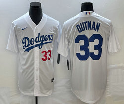 Nike Los Angeles Dodgers #33 James Outman White #33 on front Game Authentic Stitched MLB Jersey
