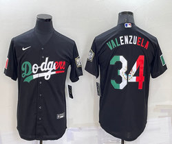 Nike Los Angeles Dodgers #34 Fernando Valenzuela Black Mexico Game Authentic Stitched MLB Jersey