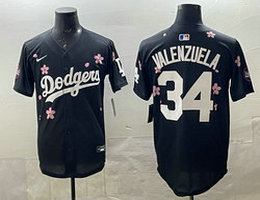 Nike Los Angeles Dodgers #34 Fernando Valenzuela Black Tokyo Series MLB Jersey