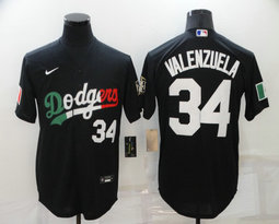 Nike Los Angeles Dodgers #34 Fernando Valenzuela Black champion Game Authentic Stitched MLB Jersey