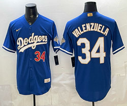 Nike Los Angeles Dodgers #34 Fernando Valenzuela Blue 2026 Gold Stadium Baseball Jersey